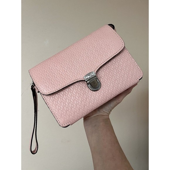 Patricia Nash Pink Bianco Organizer Crossbody Wristlet Brand new ! Leather Suede - Picture 2 of 14